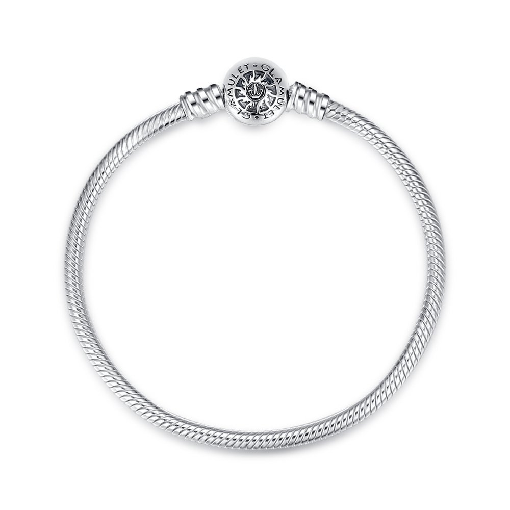 Glamulet® 925 Sterling Silver Snake Bracelet Snap Clasp Fits Pandora Charms Beads Ideal Gift