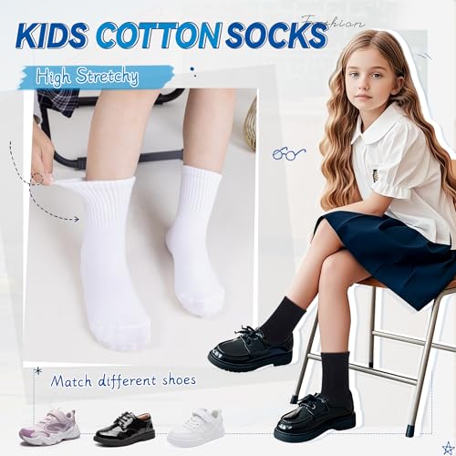 Image of Eyean Kids Athletic Crew Socks Boys Girls Cotton School Uniform Casual Basic Socks 6 Pairs