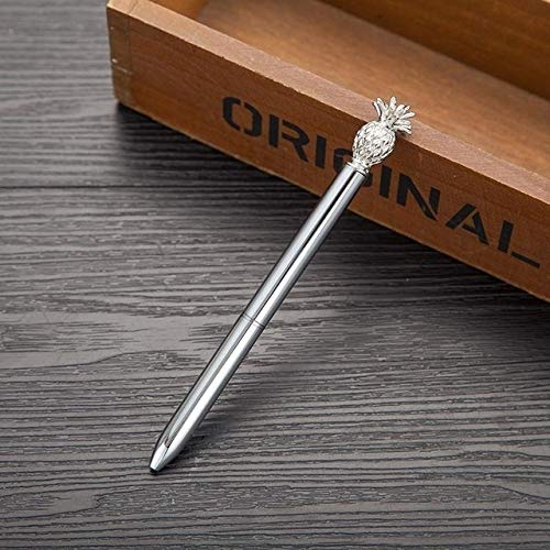 Office & School Supplies 1.0mm Metal Kawaii Pineapple Ballpoint Pen(Silver) (Color : Silver)