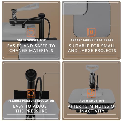 HTVRONT Heat Press Machine 15x15 - Swing Away Heat Press Machine for T Shirts - Professional Heat Press for Sublimation, Vinyl, Heat Transfer Projects, Heats Up Fast & Distribute Heat Evenly - Image 6