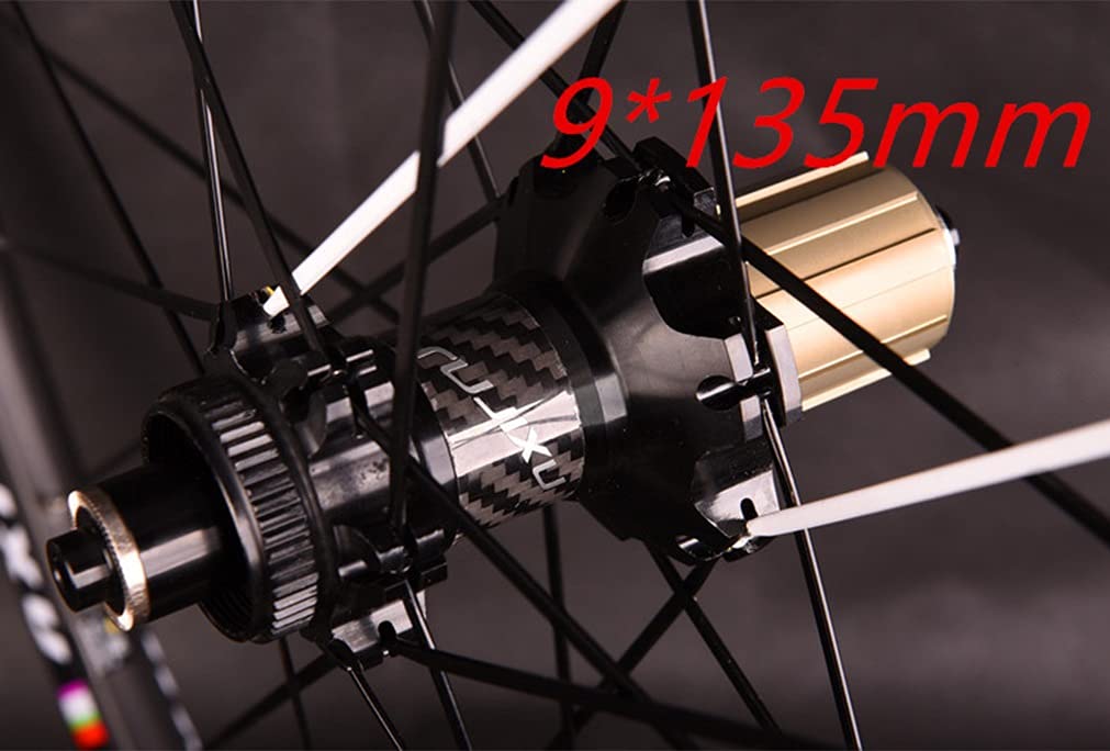 Set di Ruote per Bici da Strada 700c Ruote dei Freni a Disco Centerlock con mozzo in Carbonio Leggero Cerchio in Lega di Alluminio da 21 mm 24 Fori Set di Ruote a sgancio rapido FO