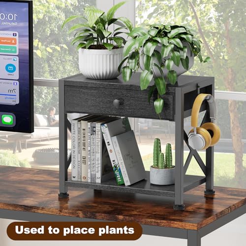 EasyCom Suporte de impressora de mesa de 2 níveis com gaveta grande, mesa de impressora sob a mesa c