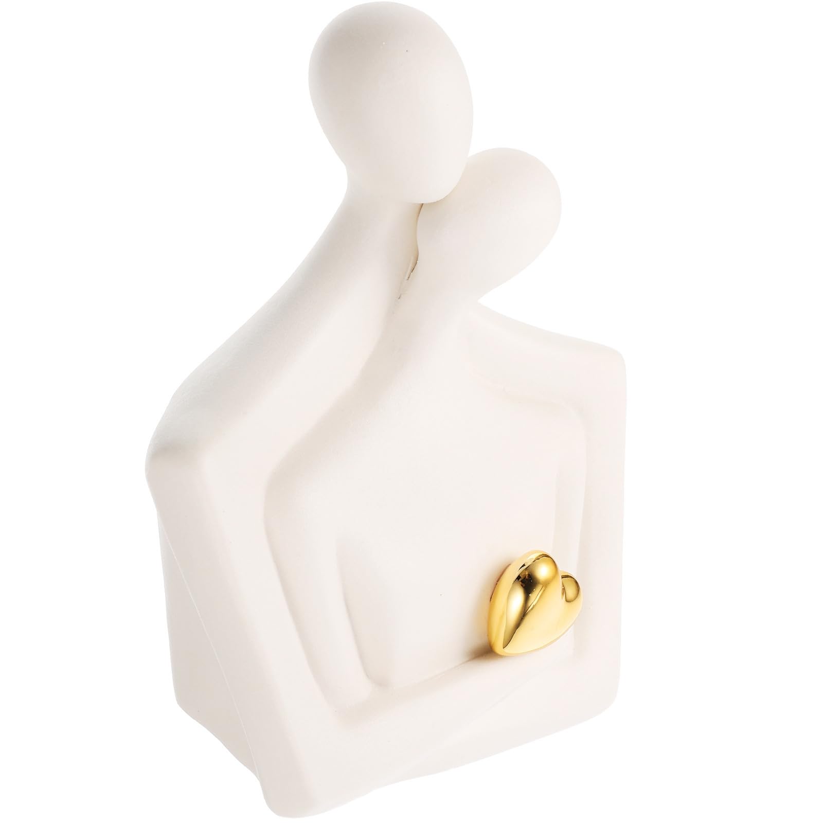 Alipis Escultura Cerámica Adorno de Escritorio de Cerámica Figura Abstracta de Abrazándose Blanco Decoración Romántica para Hogar y Obsequio de Boda