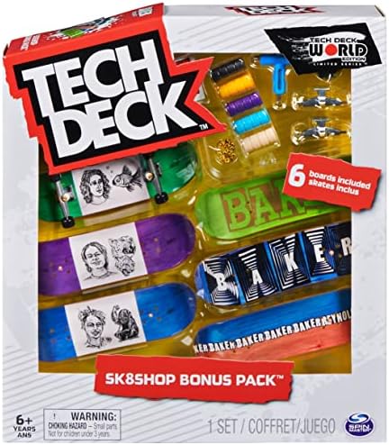TECH DECK, Sk8shop Fingerboard Bonus Pack, Collectible and Customizable Mini Skateboards, Kids Toys for Ages 6 and up (Styles May Vary)