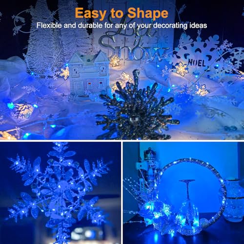 Image of btfarm 6 Pack Fairy Lights Battery Operated [3 Modes], 7ft 20 Led Twinkle Lights String Lights Waterproof Bulk Small Mini Silver Wire for Mason Jars Vases Wedding Table Centerpiece, Blue
