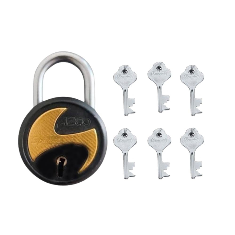 Azco Round Locks 65mm 10 Keys, Steel 8 Levers Double Locking, Lock and Key for Home Door Shutter Shop Office Main Gate, Gold Black Finish, Made in India (Pack of 1) — Amazon image 10