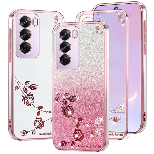Coque Oppo Reno 12 5G motif fleurs pour un style élégant en soirée