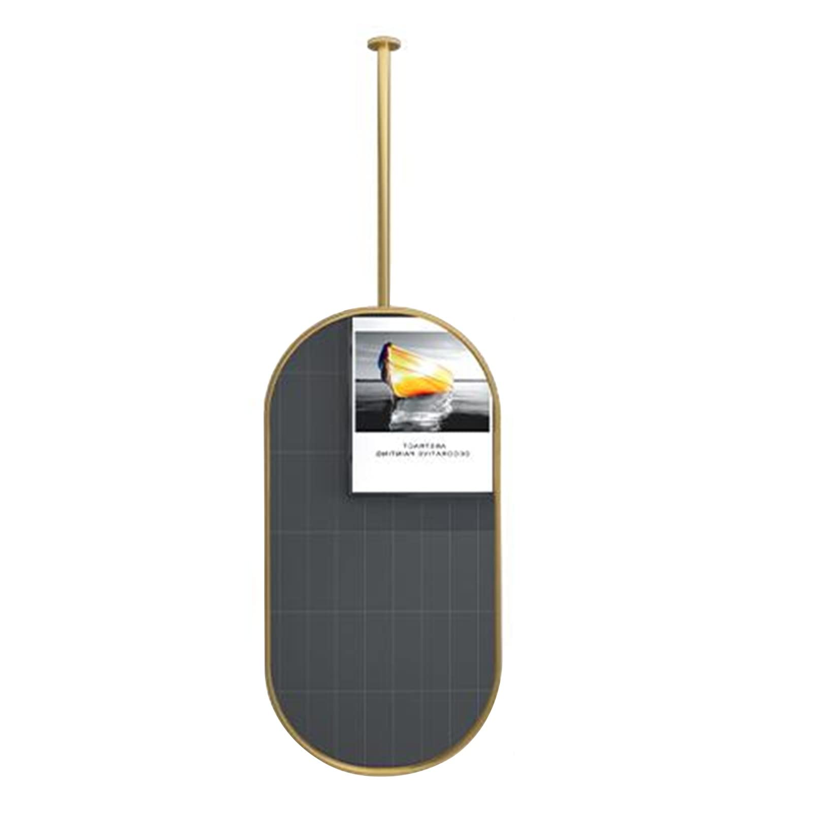 Miroir ovale à tige suspendue au design minimaliste chic