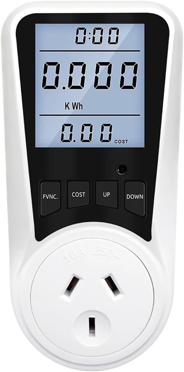 Digital Wattmeter AC Energy Socket Power Meter Socket Kilowatt Wattage Voltmeter with Backlight(AU)