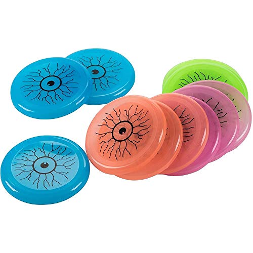 Juvale Mini Flying Discs, Glow in The Dark, Eyeball Design, 4 Colors (3.9 in, 12 Pack)