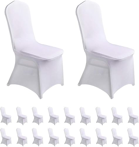 LZY 20 fundas elásticas de elastano para sillas de bodas, fiestas, banquetes de comedor y decoración de sillas (blanco, 20)