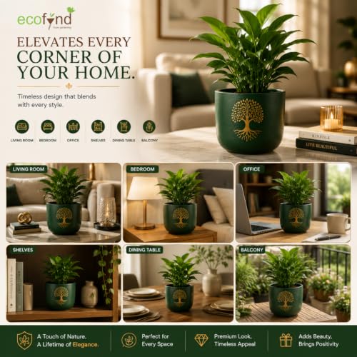 Image of ecofynd 4.5 Inch Tree of Life Terracotta Pot for Indoor Plants, Decorative Clay Planter with Drainage Hole, Flower Pot for Succulents, Cactus, Herbs, Home, Office & Balcony Decor (TPOT011-BLK)