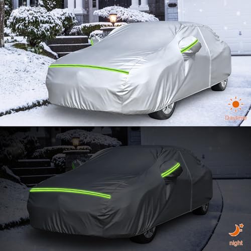 Image of Waterproof Car Covers Replace for 2007-2025 Toyota Camry, 6 Layers Silver All Weather Custom-fit Car Cover with Zipper Door & Windproof Bands for Snow Rain Dust Hail Protection