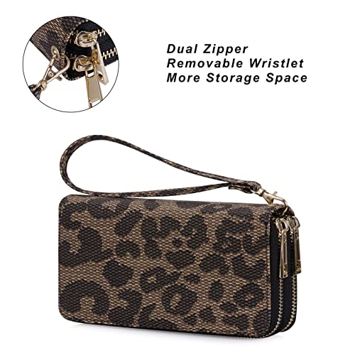 Image of Cellphone Wallet for Women Dual Zipper Long Purse with Removable Wristlet