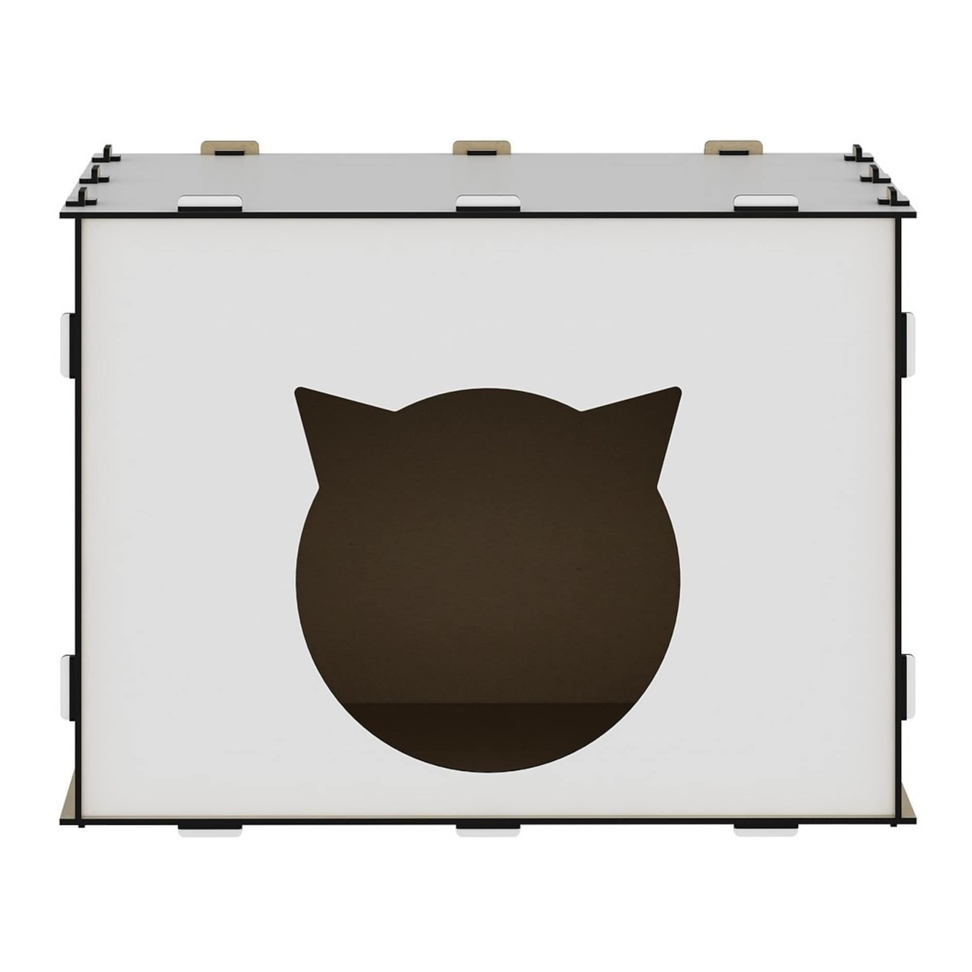 [en.casa] Casetta per Gatti (AxLxP) 30 x 40 x 35 cm Cuccia a Forma di Cubo Struttura in MDF Rifugio - Bianco