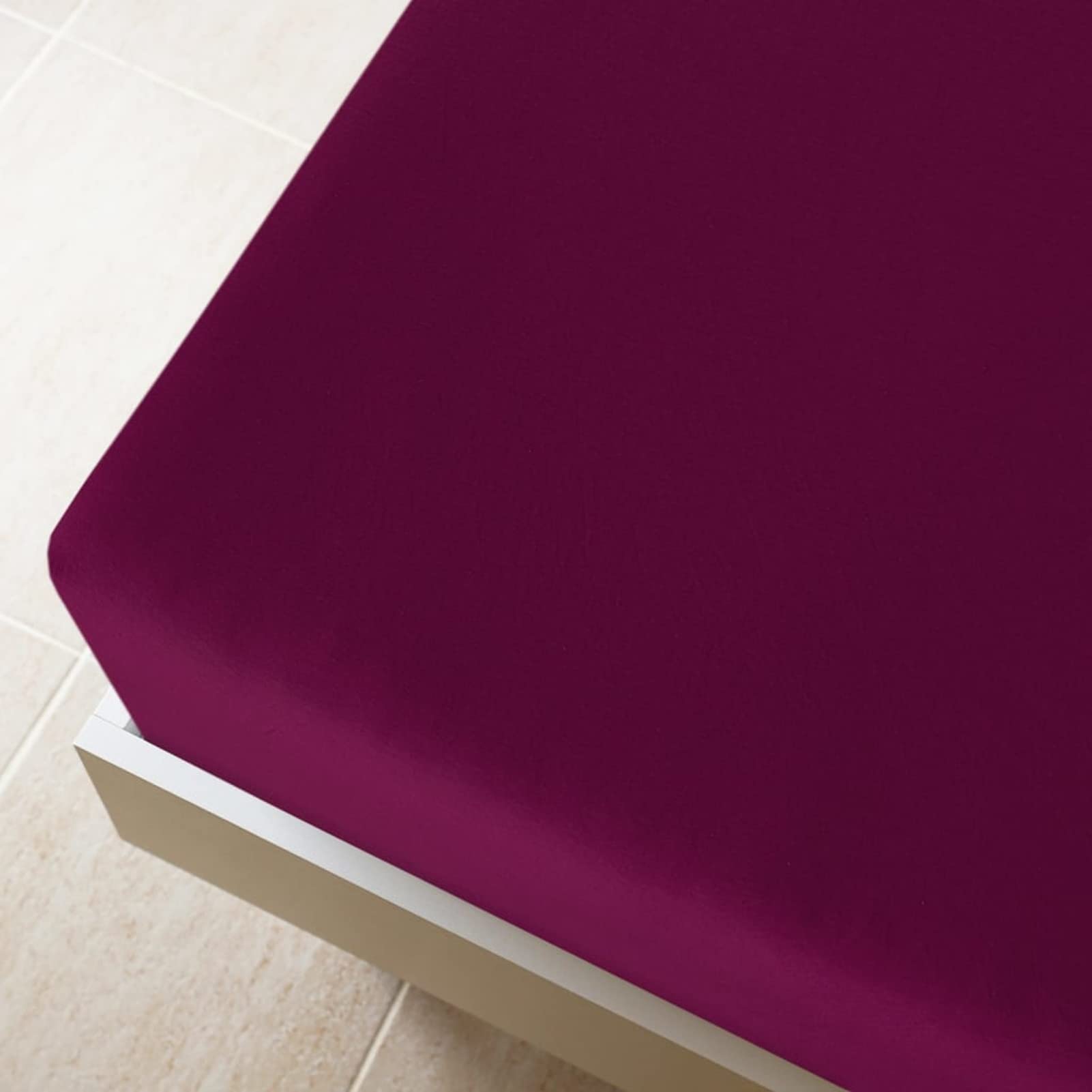 LAPOOH Spannbettlaken Jersey Bordeauxrot 180x200 cm Baumwolle, Bettlaken, Spannbetttuch, Spannleintuch, Fitted Sheet, Bed Sheets, Bett Laken