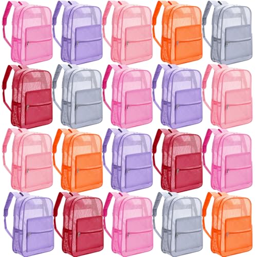 Amylove 30 Pcs Mesh Backpack Bulk 17 Inch See Through