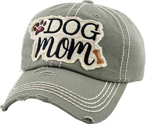 Image of KBETHOS Dog Cat Mom Dad Theme Womens Baseball Cap Distressed Vintage Unconstructed Embroidered Patch Hat