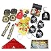 Furado Juego de Monedas de Oro Pirata,Monedas de Oro Juguete Pirata Niños,64 piezas Piedras Preciosas con Cofre del Tesoro,Juguete Pirata Niños para Caza,para Fiestas Temáticas Piratas