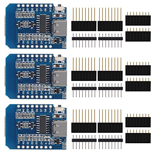 3PCS Type-C USB D1 Mini WiFi Dev Board Mini NodeMcu Lua 4M Bytes WLAN WiFi Internet Development Board Base on ESP8266 ESP-12F for Arduino 100% Compatible with WeMos D1 Mini