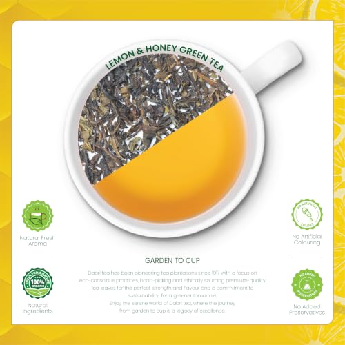 Image of DABRI Lemon & Honey Green Tea | Double Chamber 25 Tea Bags | Perfectly Balanced & Refreshing Green Tea with Natural Lemon & Honey Flavour | Rich in Antioxidants | Supports Wellness & Daily Hydration