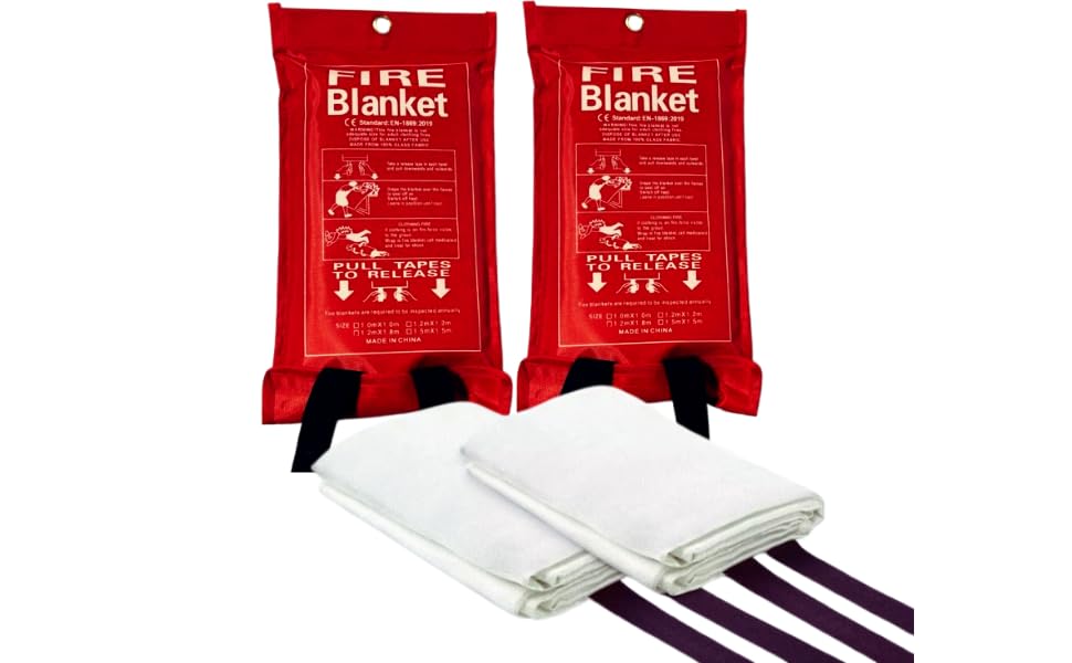 HusBuy Emergency Fire Blanket, 39.37 x 39.37 inches,2 Pack- Fire Suppression Safety Blanket for Kitchen, Home and Workshop