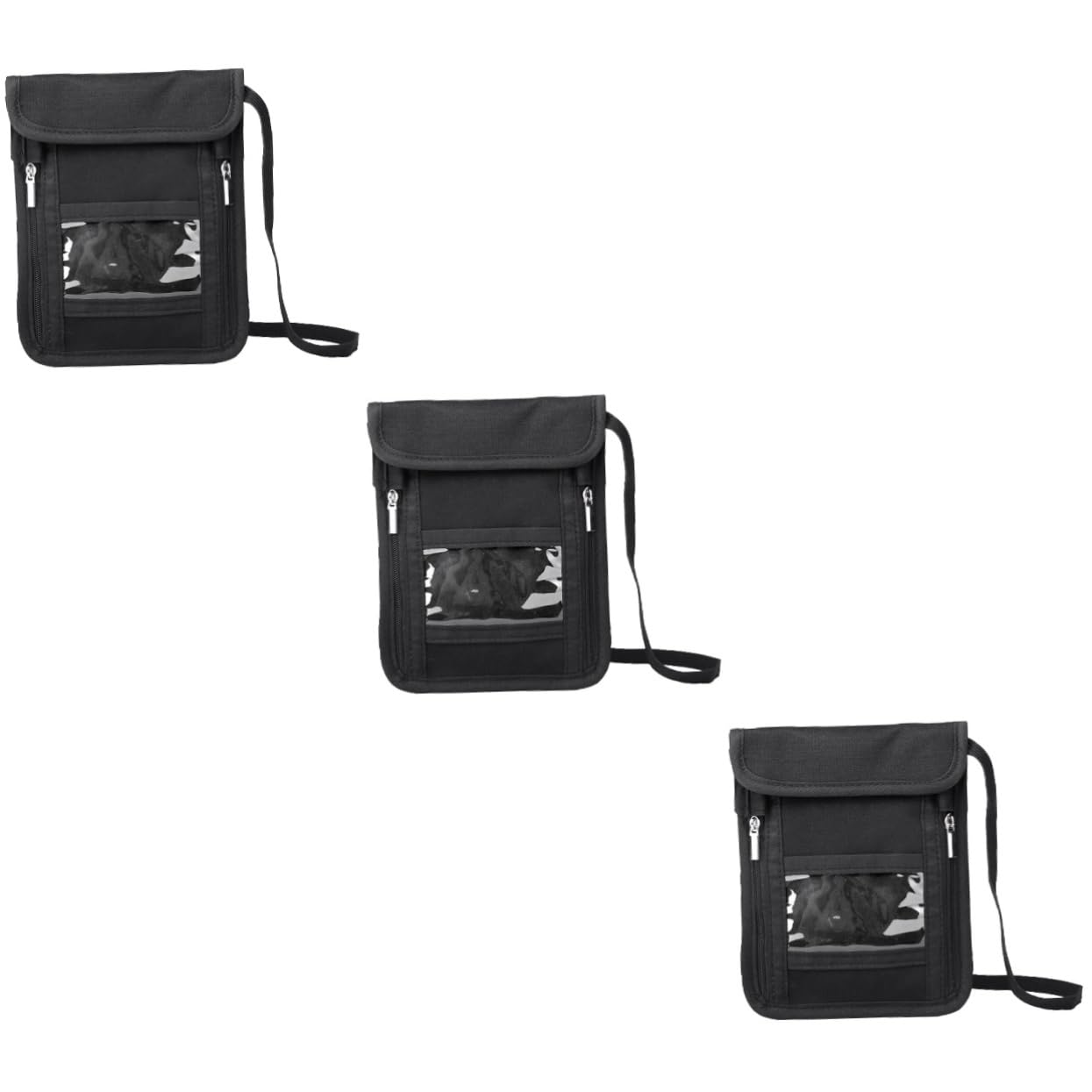 3pezzi Portafoglio Da Viaggio Con Tasca Rfid Per Passaporto e Smartphone Borsa Tracolla Unisex Nero Custodia Sicura Per Documenti e Valuables