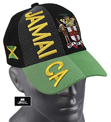 High End Hats “Nations of North America Hat Collection” 3D Embroidered Adjustable Baseball Cap, Jamaica with Coat of Arms, Black - Image 3