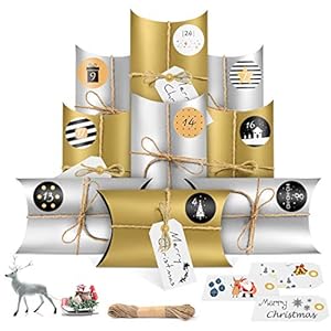 Adventskalender om te vullen, 24 adventskalender cadeaudoosjes met 24 nummerstickers, kerstkalender knutselset…