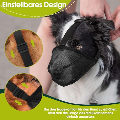 Maulkorb für Mittlere Hunde, Atmungsaktiver & Verstellbarer Hundemaulkorb mit Mesh-Design, für Giftköderschutz, Sicher bei Spaziergang, Training und Tierarzt (XL)