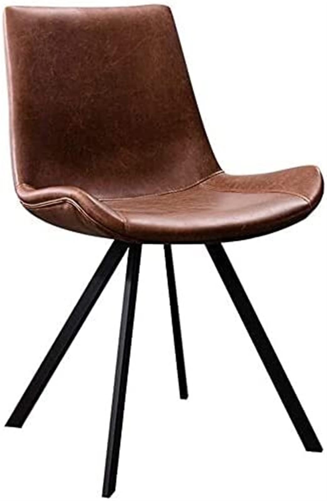 SJIALEN Modern Modern Dining Chair, Carbon Steel Feet Non-Slip Foot Pad Chairs PU Leather High Back Padded Soft Seat Lounge Chair Kitchen Chair (Color : Dark Brown, Size : 50x44x87cm)