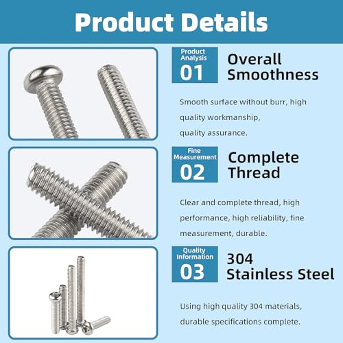 Glarks 333Pcs Machine Screw Assortment Kit #4-40 Stainless Steel Phillips Pan Head Assorted Nuts Bolts and Flat Washers Set, 304 Stainless Steel Machine Screws Assortment Set with Storage Case