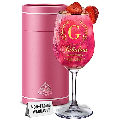 CROWNLY CRYSTAL® Regalo Laurea Donna Bicchieri Vino Bianco Personalizzata Idea Regalo Idee Regalo Donna Regali Natale Originali Bicchieri Gin Tonic Regalo Per Amica Regali Per Pensione (H