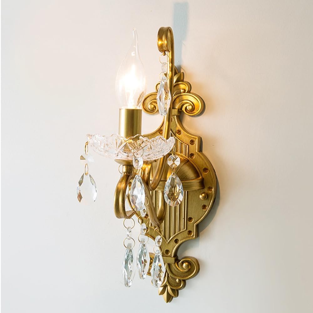 Jybnbbe Light Classic Crystal Wall Mounted S Luxury Brass Wall Sconce V Shape V-Intage Sconce Clear Glass S,Chandeliers