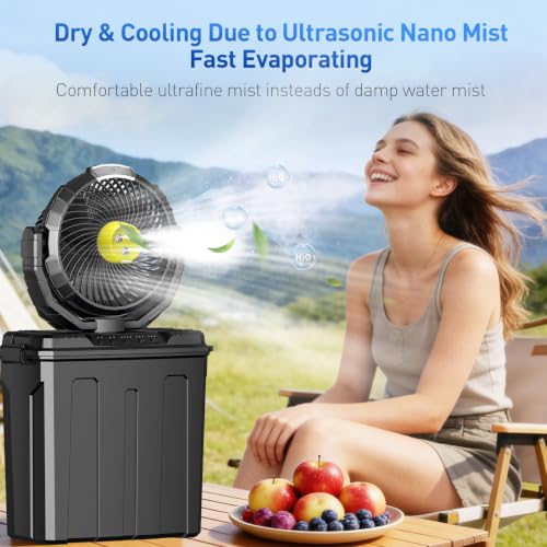 Image of 2026 Misting Fan, Portable Outdoor Fan with Oscillation, 80 Oscillating Fan with Remote, 3-Speed Leak-Proof Water Mist Fan with Dual Nozzles for Patio, Camping, Garage, RV - Ideal Summer Gift