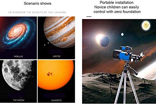 Teleskop astronomiczny o średnicy 70 mm i średnicy 400 mm, teleskop refraktorowy dla dzieci, dorosłych i początkujących, teleskop podróżny, z torbą do noszenia, statywem, do użytku wewnątrz/na