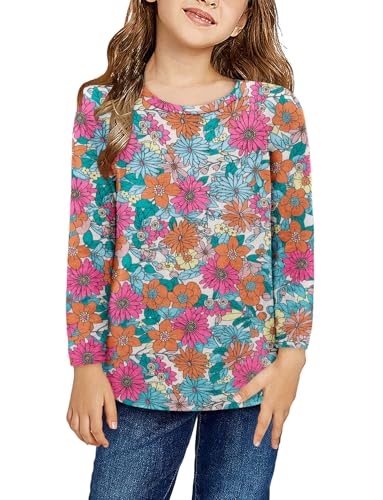 storeofbaby Girls Casual Long Sleeve Shirts Round Neck Tops Loose Fit Tunic Blouses3