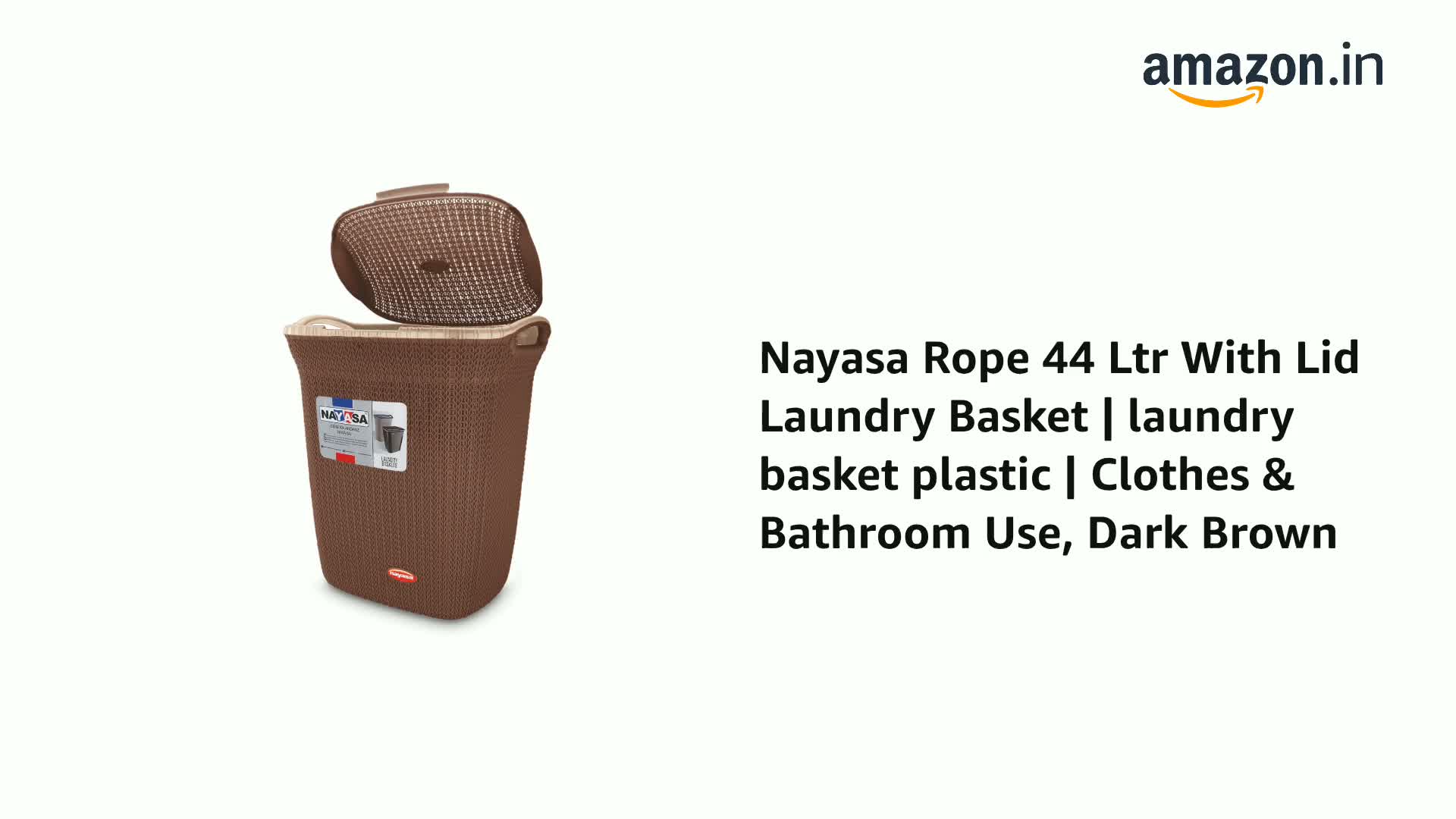 Nayasa Rope 43.5 Liters Plastic Laundry Basket for Clothes with