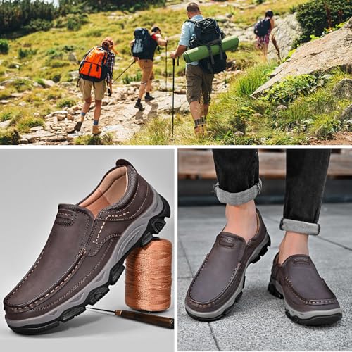 Men's Comfortable Waterproof Orthopedic Walking Shoes, Slip on Boots for Men Work Loafers, No Laces Lightweight Breathable Casual Sneaker, for Outdoor Hiking2