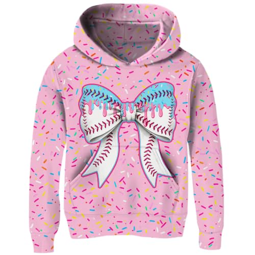 Image of uideazone Girls Graphic Hoodie, Long Sleeve Hooded Sweatshirt 7-14 Years | Girls hoodie with soft lightweight feel, vibrant 3D print and front pocket for school, outdoor play, travel and daily wear.