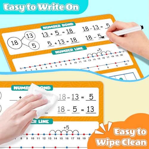 MucaDopia 12 Pack 1-120 Number Chart Dry Erase Flash Card,12" x 9" Number Line Ten Frame Math Manipulatives for Student Teacher Kindergarten 1ST 2ND Classroom Homeschool Supplies Small White Board — view 4