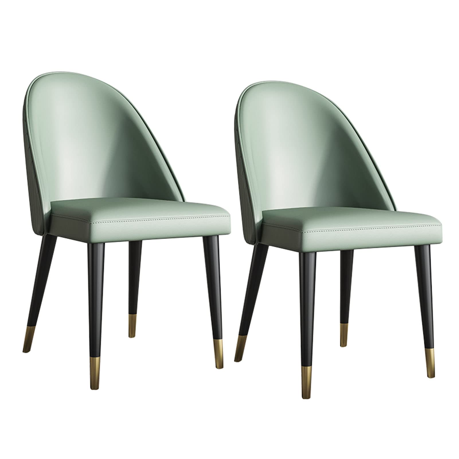 BKgdO Sillas de comedor de Cuero de la PU Verde, juego de 2 sillas de acento con respaldo Suave y Patas de Metal Resistente sillas laterales para muebles de oficina en casa