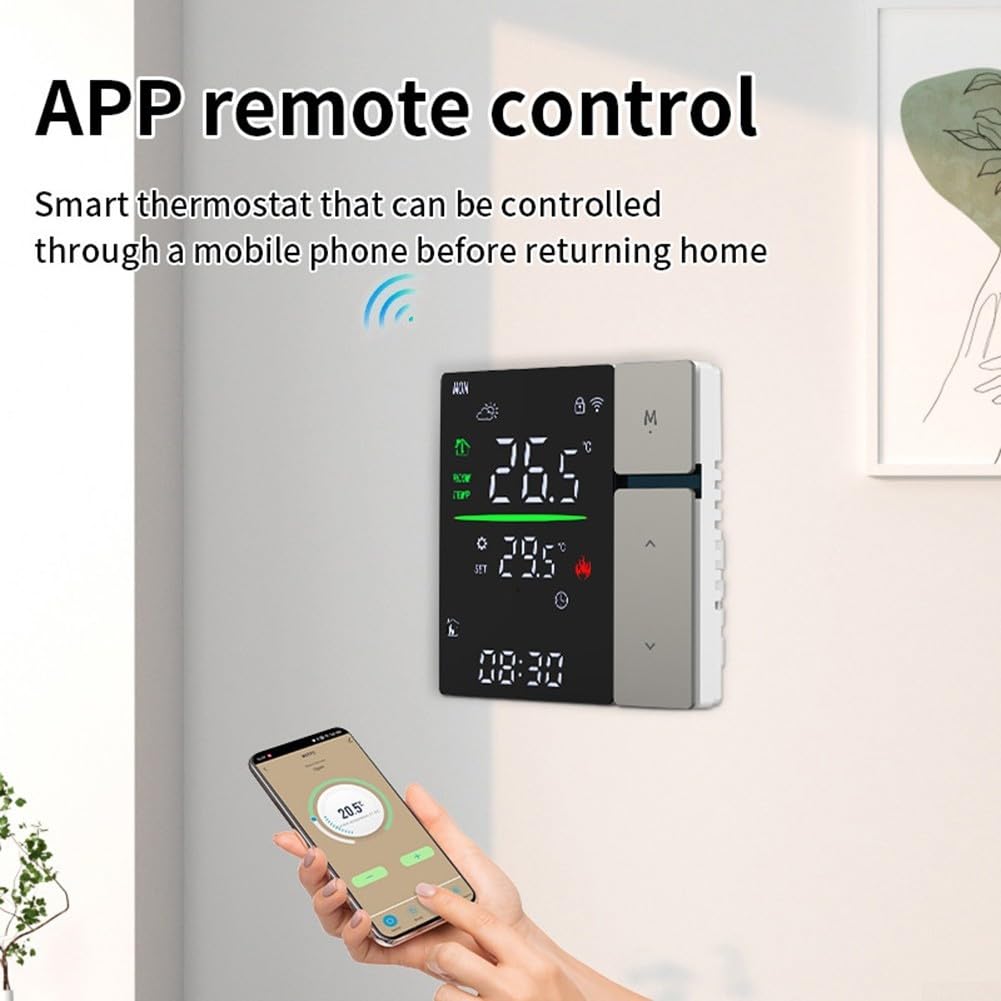 Termostato intelligente WiFi per Tuya, termostato programmabile per riscaldamento intelligente, montaggio a parete, con display a LED e risparmio energetico, per casa e ufficio (bianco 3A)