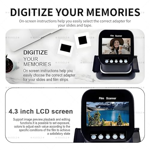KUSOLE Escáner de película Profesional de 22 MP para películas de 35 mm y Formato Medio 120, con Gran Pantalla LCD de 4,3" para escanear Negativos y Diapositivas en Alta resolución. - imagen 7