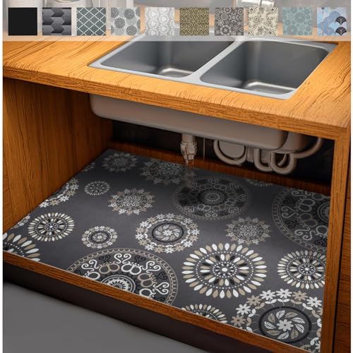 AiBOB Waterproof Under Sink Mat, Absorbent Quick Dry Sink Liners Protect Cabinets, Durable Shelf Liners, Slip Resistant and Non-Adhesive, 24X36, Multi