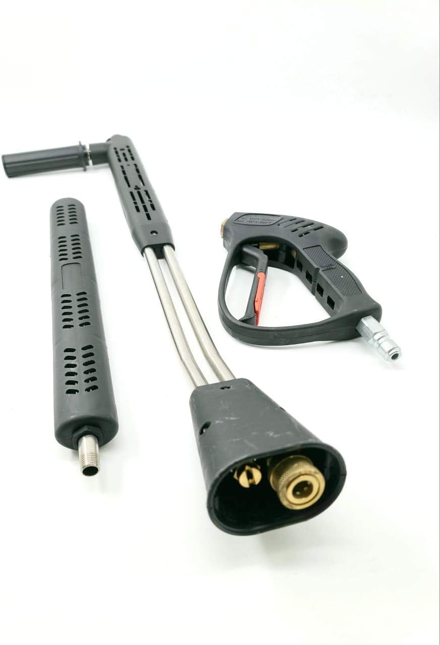 CANPUMP Doble varita y pistola de acero inoxidable de 40 pulgadas, ventilada, 5000 PSI, agarre moldeado de doble lanza para lavadora a presión eléctrica
