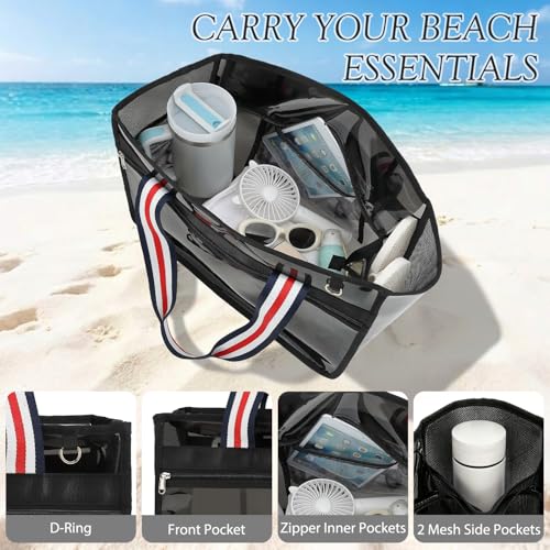 Image of Fammart Iridescent Clear Beach Bags Waterproof Sandproof for Women, Large Jelly Tote Zipper Pool Bag Cruise Essentials 2026