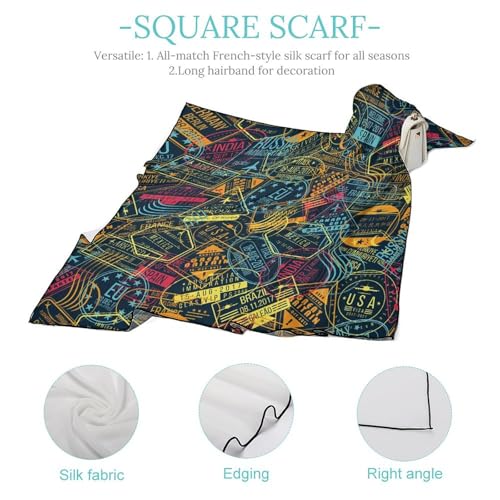 Planet Universe Silk Feeling Scarf Square Satin Breathable Lightweight Neckerchief Silk Scarfs for Women4