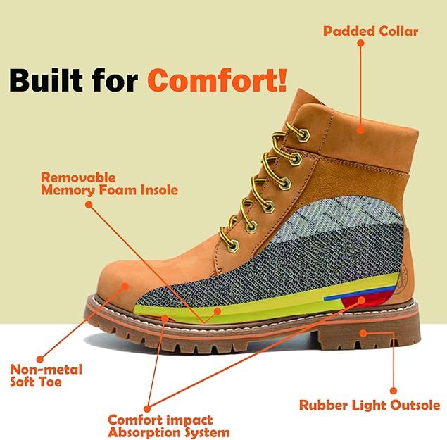 Image of CONRAD Wheat Nubuck Work Boot Collection: Sturdy, Soft Toe, Slip-Resistant Safety Shoes for Men