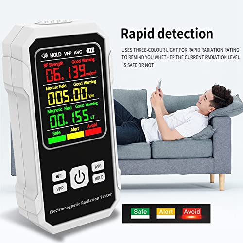 Opuorcy Electromagnetic Radiation Detector Electric Magnetic Field Tester Meter RF Strength Detection Device with Sound Alarm(A) - Image 3